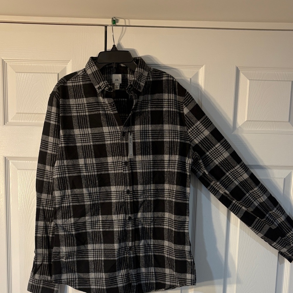 River Island Black and White Plaid Shirt Jacket